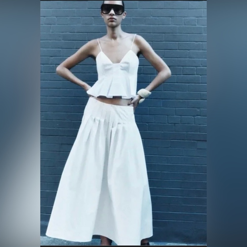 NWT Zara white cotton peplum tank top M